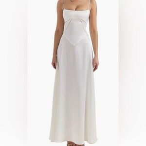 House of CB Cream Satin Slip Dress